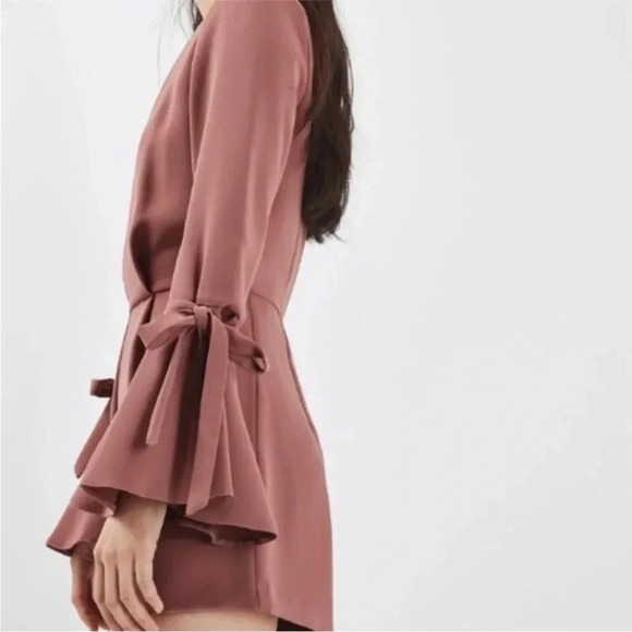 TOPSHOP | Princess Polly Dusty Rose Pink Romper with Flare Sleeve - Size 6 - Picture 3 of 9